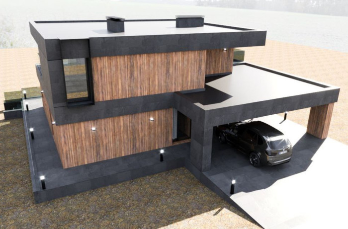 Компактный двухэтажный дом с сауной террасами 